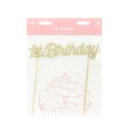 PartyDeco Cake Topper 1st Birthday - Goud