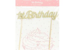 PartyDeco Cake Topper 1st Birthday - Goud