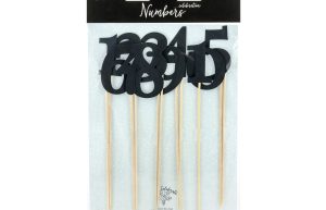 PartyDeco Cake Toppers Tafelnummers - Zwart Set/11