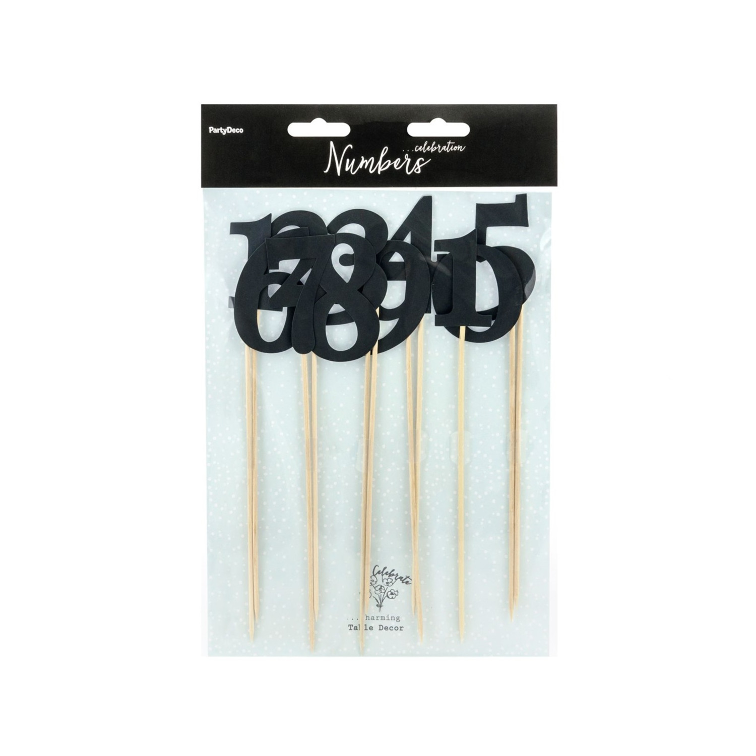 PartyDeco Cake Toppers Tafelnummers - Zwart Set/11