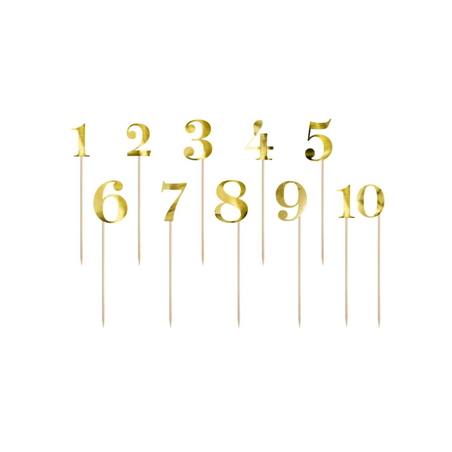 Taarttoppers Tafelnummers - Goud Set/11
