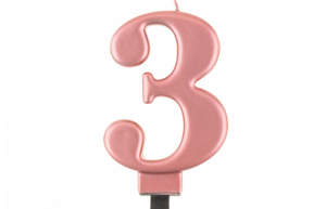 Taartkaars Rose Goud - Cijfer 3