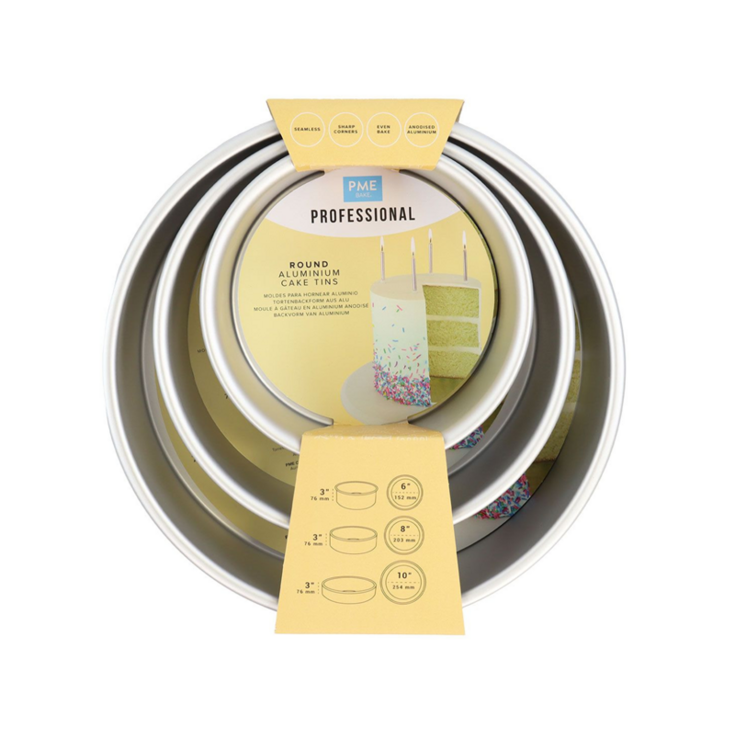 Taartpan PME SET/3 5cm hoog (15/20/25cm)