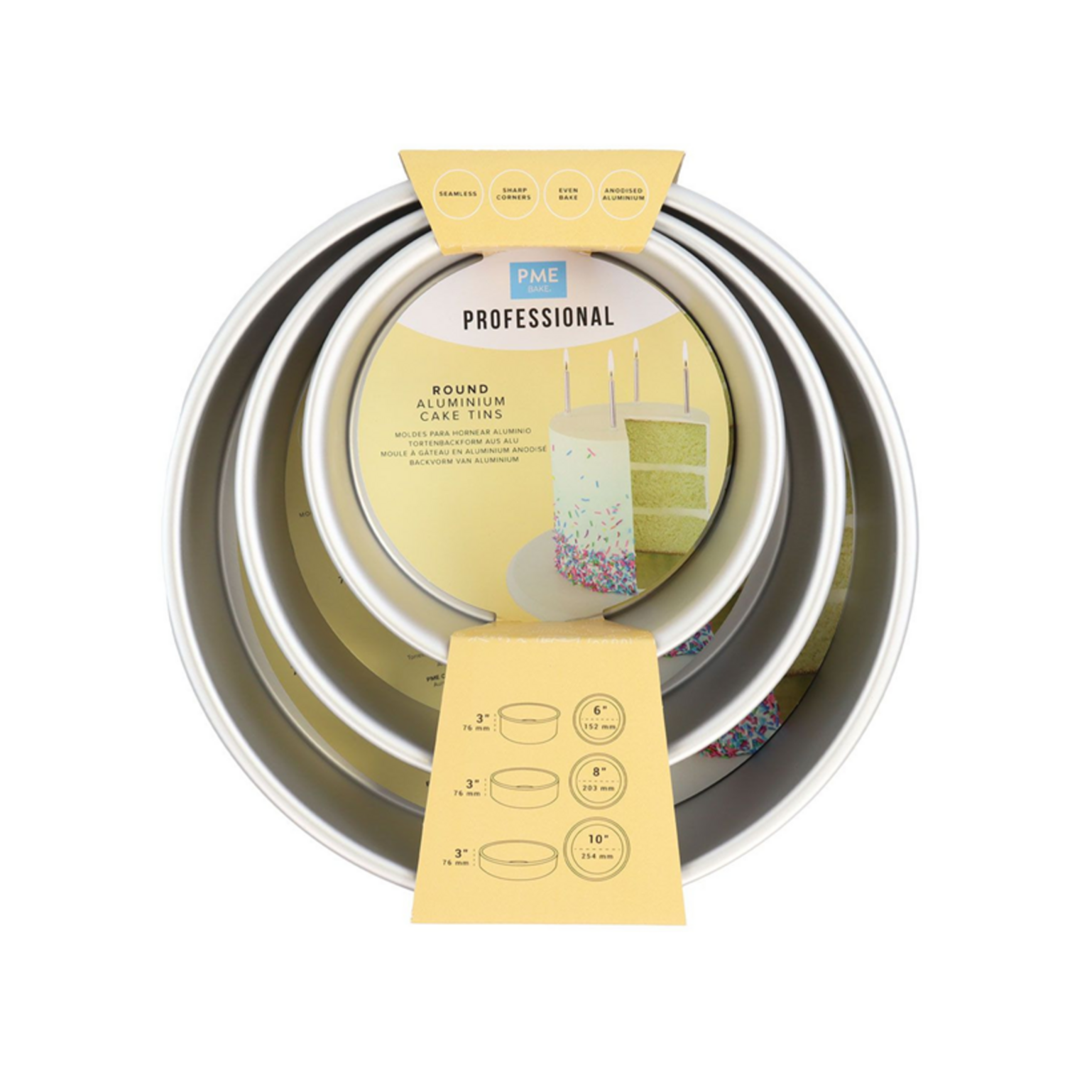 Taartpan PME SET/3 7.5cm hoog (15/20/25cm)
