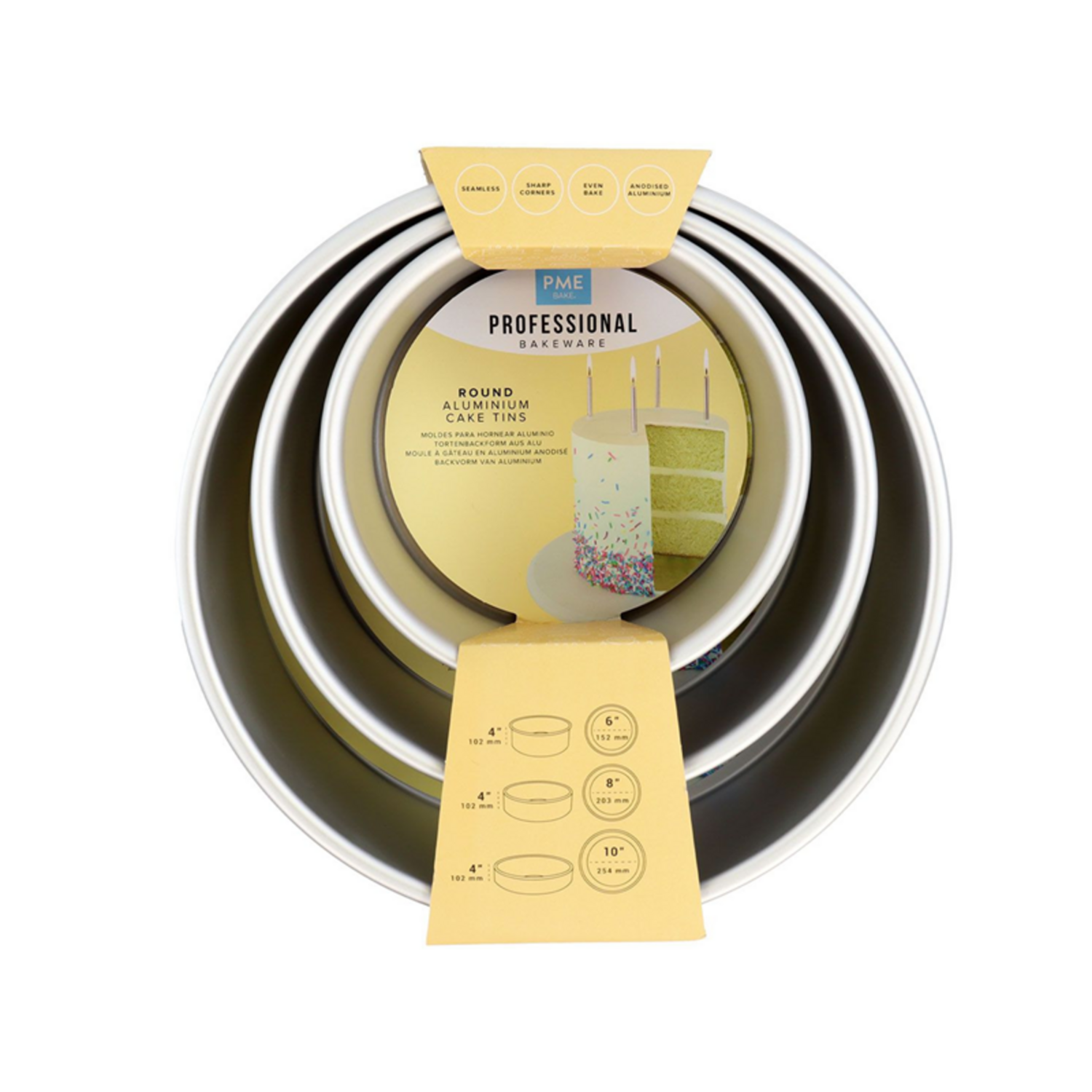 Taartpan PME SET/3 10cm hoog (15/20/25cm)