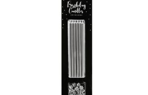 PartyDeco Verjaardag Kaarsen Zilver 12.5cm pk/12