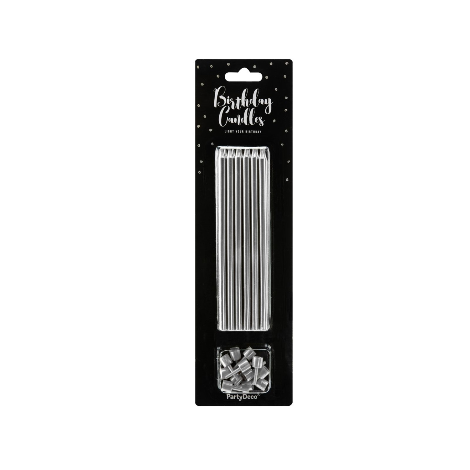 PartyDeco Verjaardag Kaarsen Zilver 12.5cm pk/12
