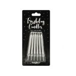 PartyDeco verjaardag kaarsen ZILVER 6CM pk/6