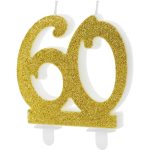 Taartkaars Cijfer 60 Goud