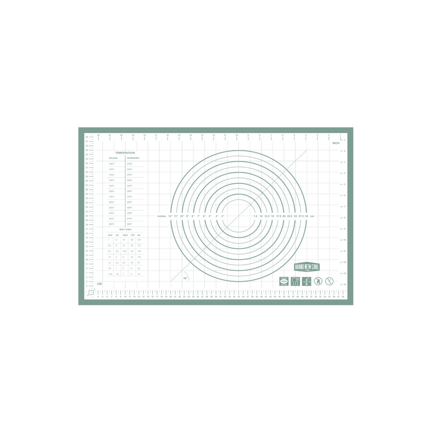 BrandNewCake Uitrol Bakmat met Maatindeling 60x40cm