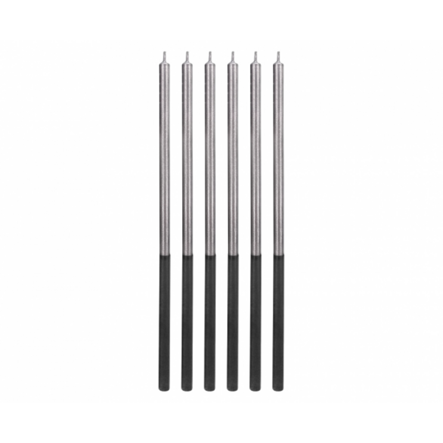 Taartkaarsen Platinum Zilver/zwart 6st