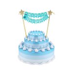 Taarttopper Vlaggetjes Blauw - Happy Birthday
