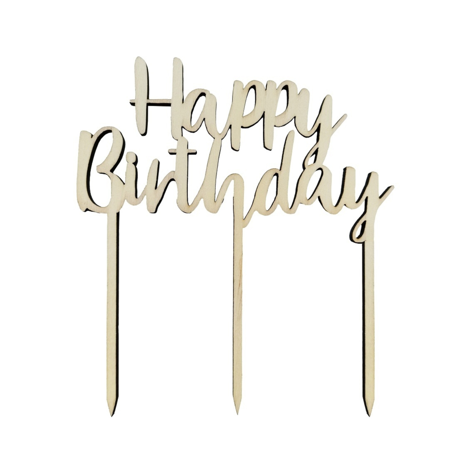 Taarttopper Hout - Happy Birthday