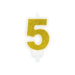 Taartkaars Cijfer 5 goud**