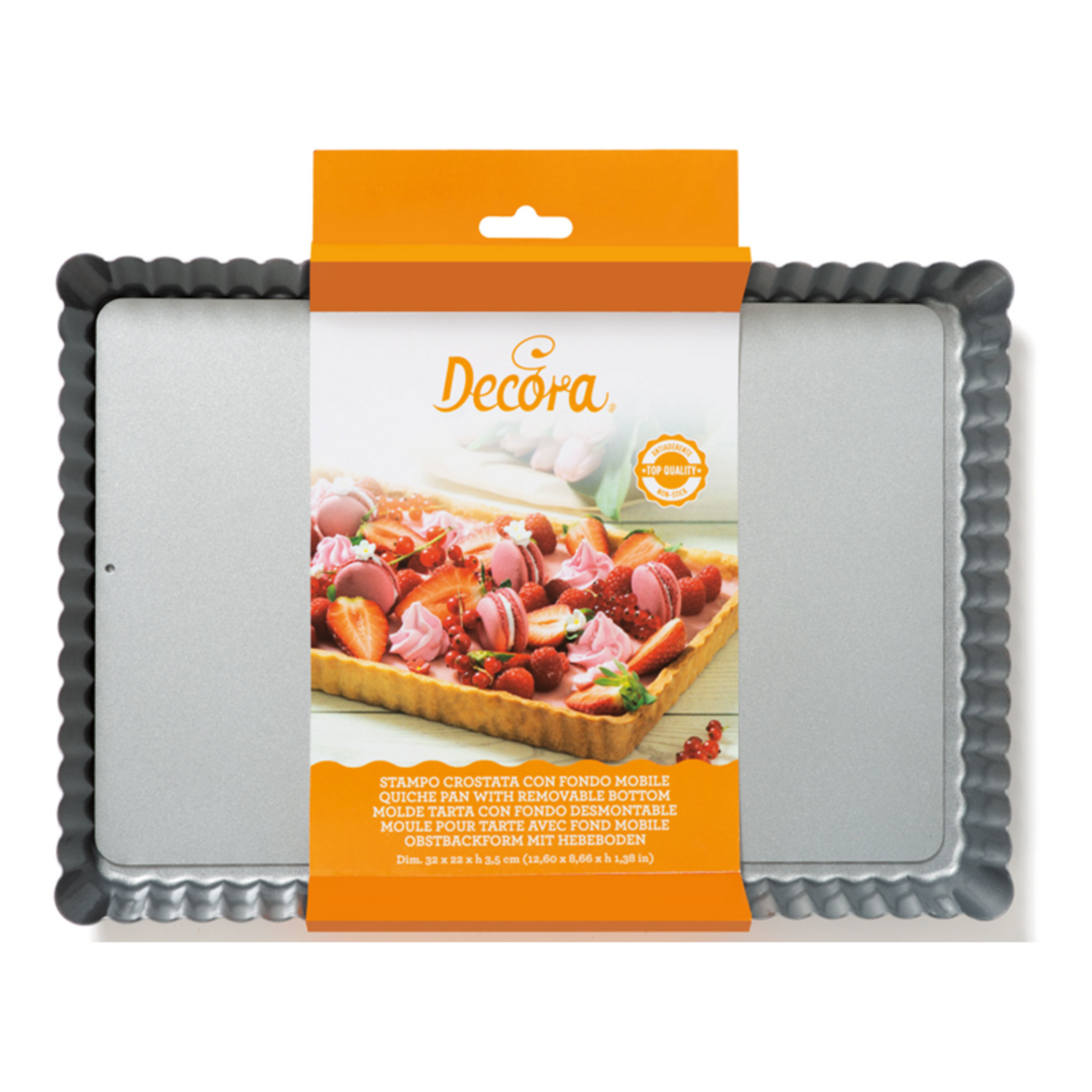 Decora Anti-kleef Taartpan Rechthoek met losse bodem 32x22 x3,5cm