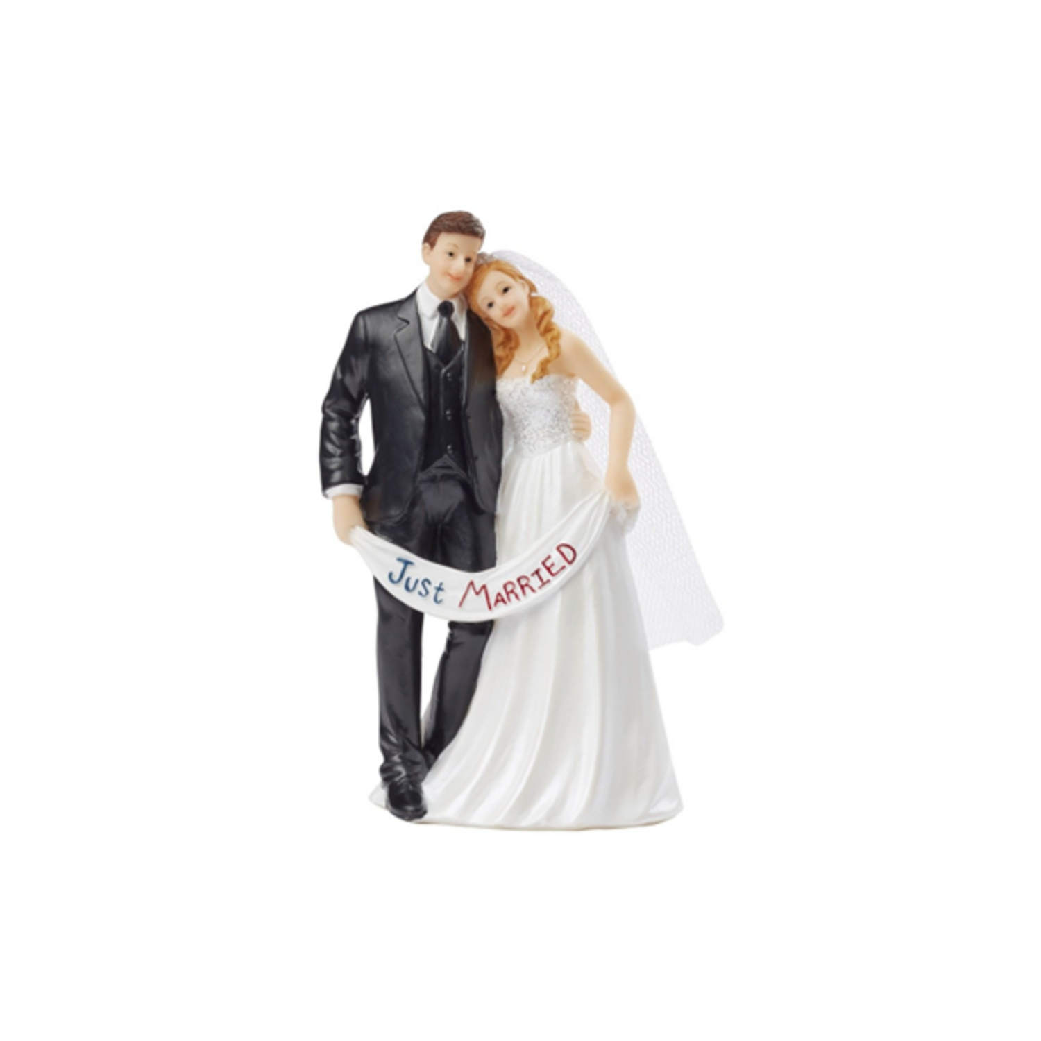 Taarttopper Bruidspaar Just Married Polystone 13,5cm