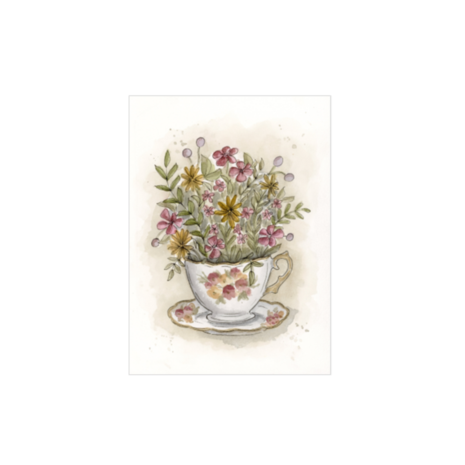 Kaart Antiek kopje bloemen