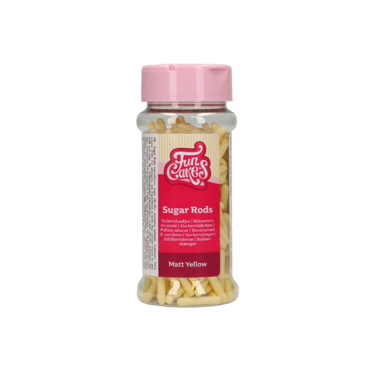 FunCakes Matte Sugar Rods XL Geel 70 g