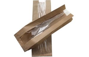 Broodzak Kraft met venster (heel-brood) 160 + 50x480mm