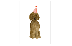 Kaart Hond met feestmuts