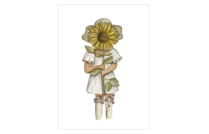 Kaart Meisje met zonnebloem