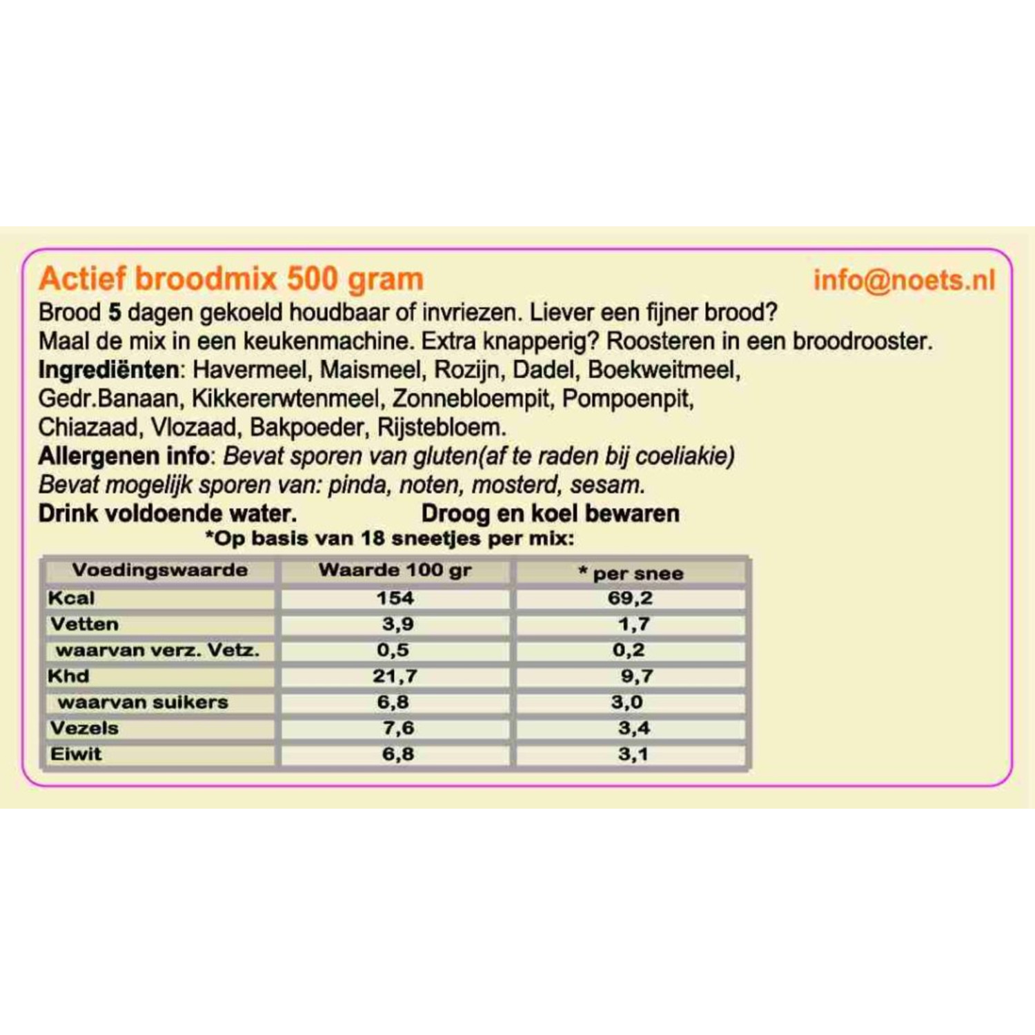 Noets Actief Brood Mix