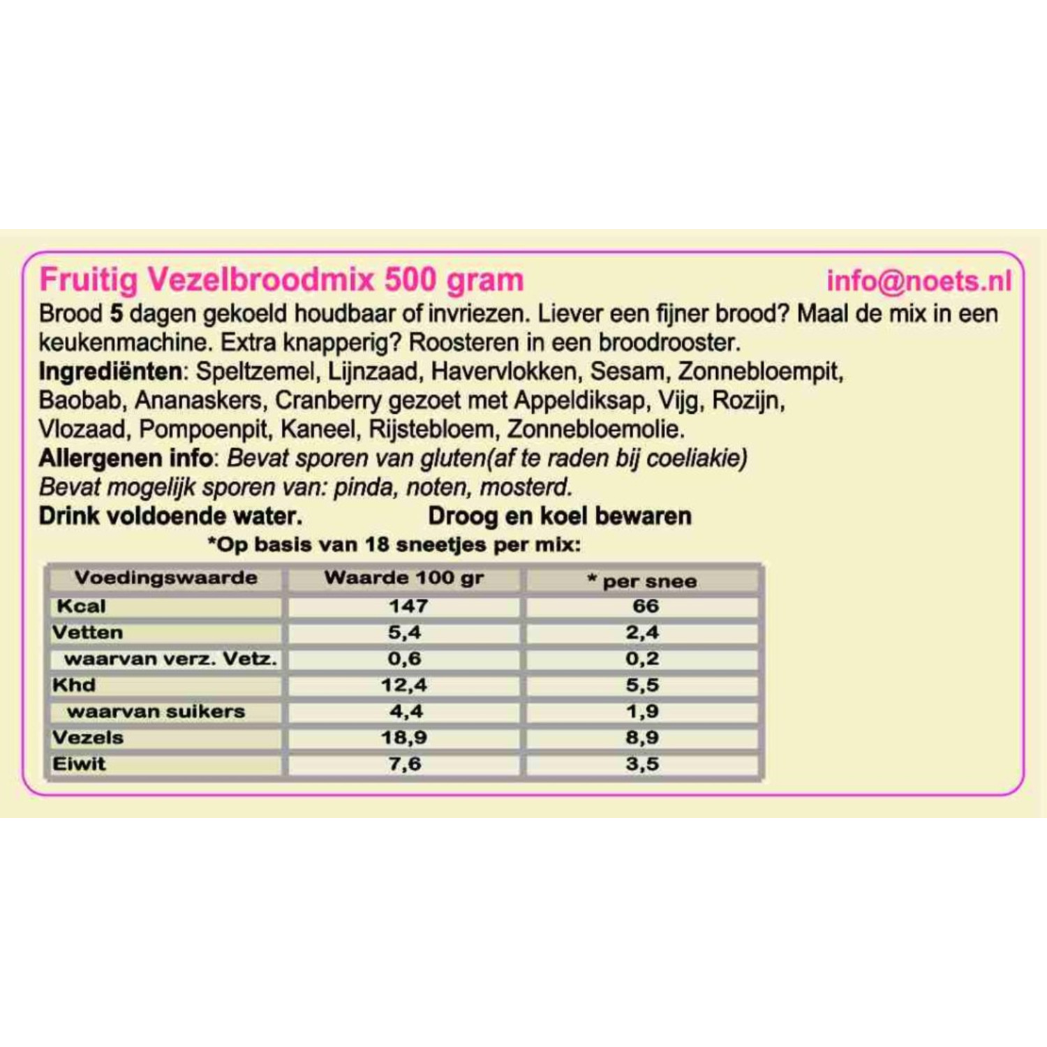Noets Fruitig Vezelbrood Mix