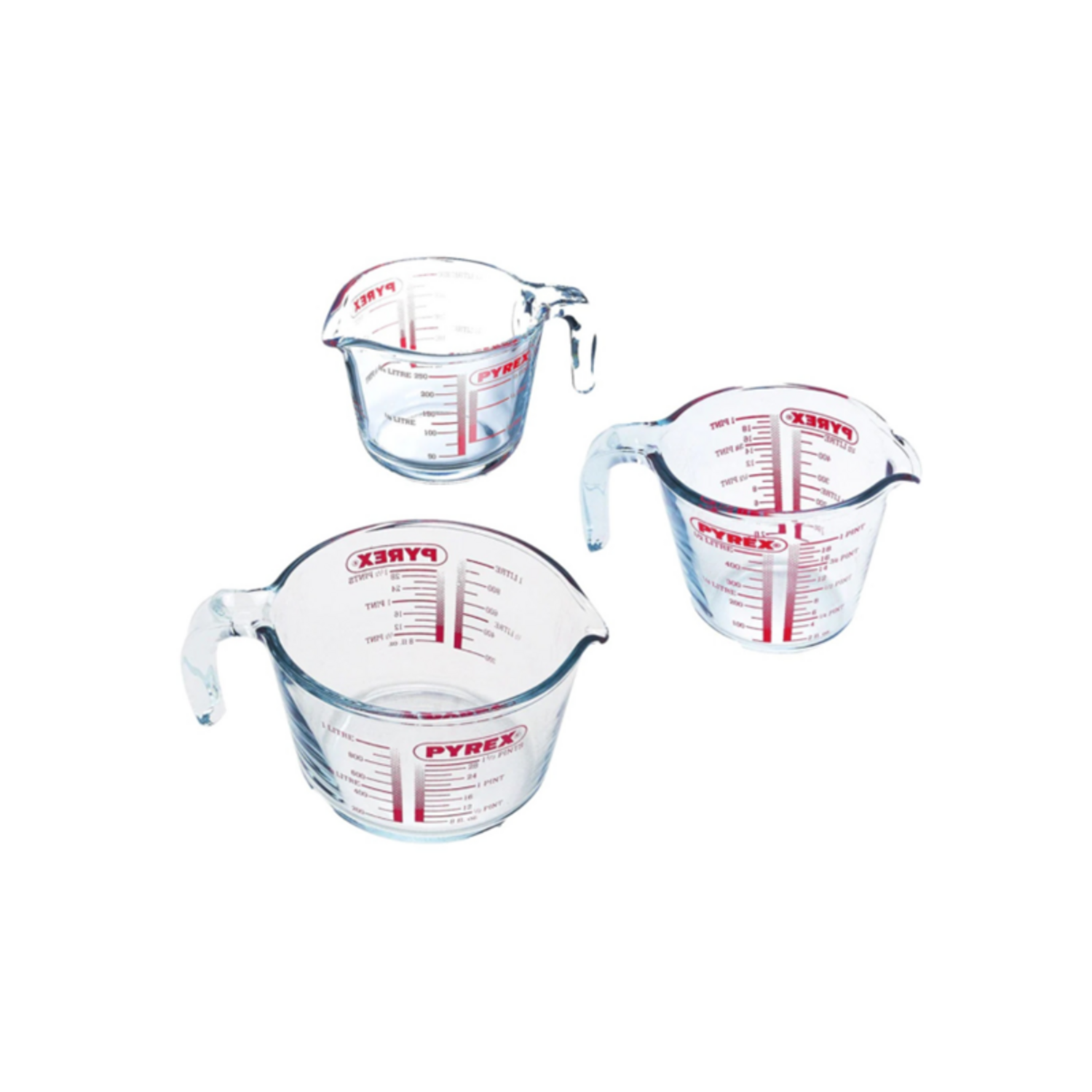 Pyrex Maatbekers Glas (0,25L/0,5L/1L) Set/3