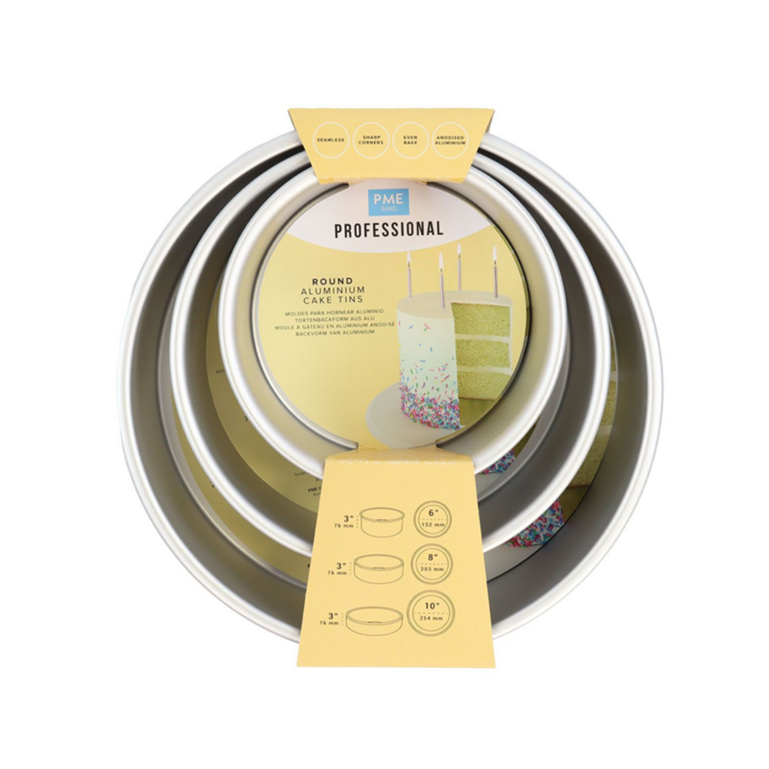 Taartpan PME SET/3 7.5cm hoog (15/20/25cm)