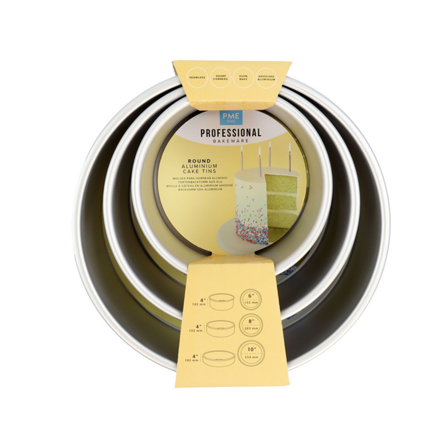 Taartpan PME SET/3 10cm hoog (15/20/25cm)