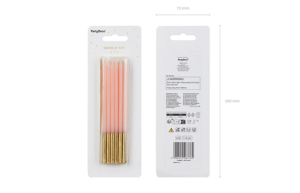 PartyDeco Kaarsen Roze/Goud 12/pcs