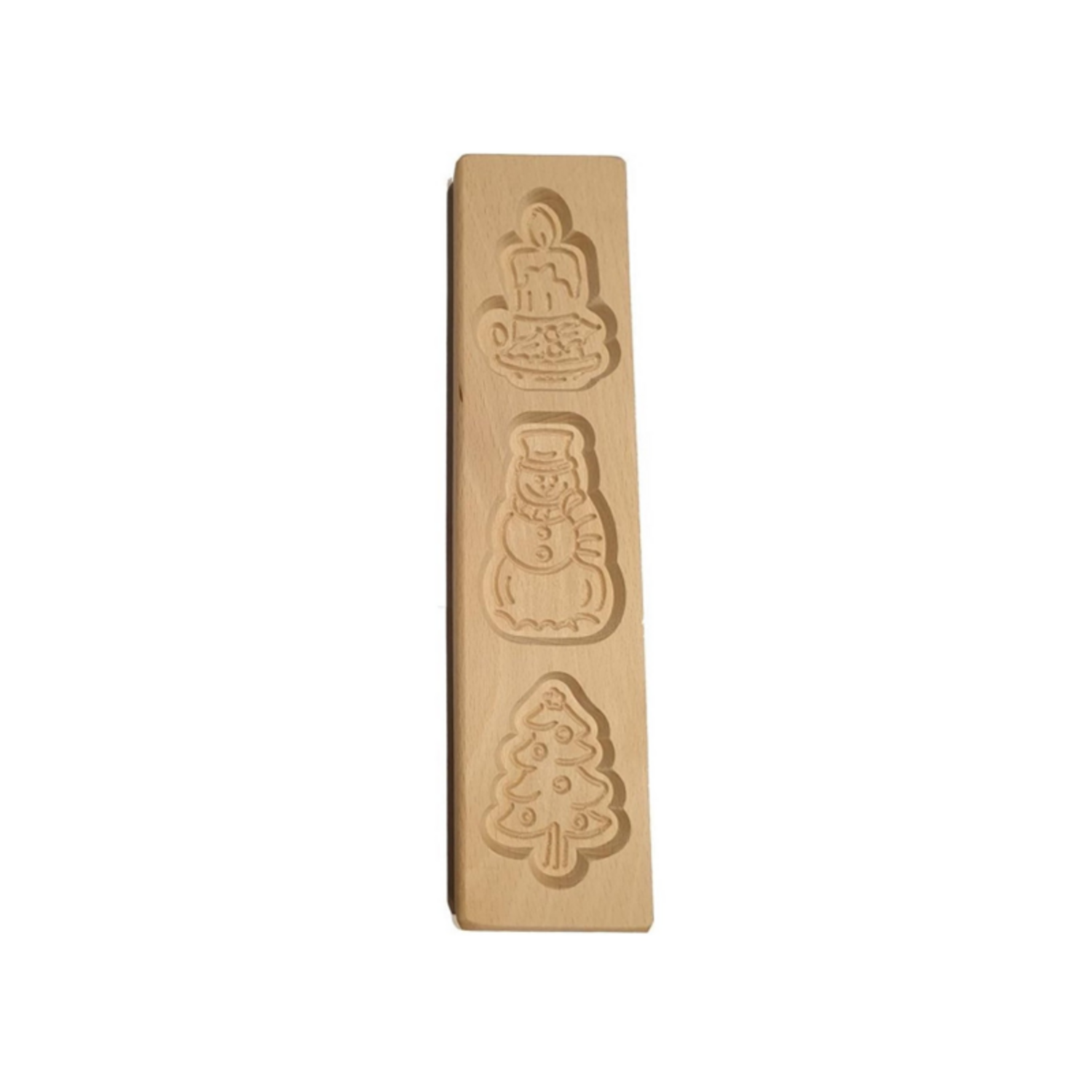 Speculaasplank Kerst (Kaars/Sneeuwpop/Kerstboom) (3x) 8x7cm.