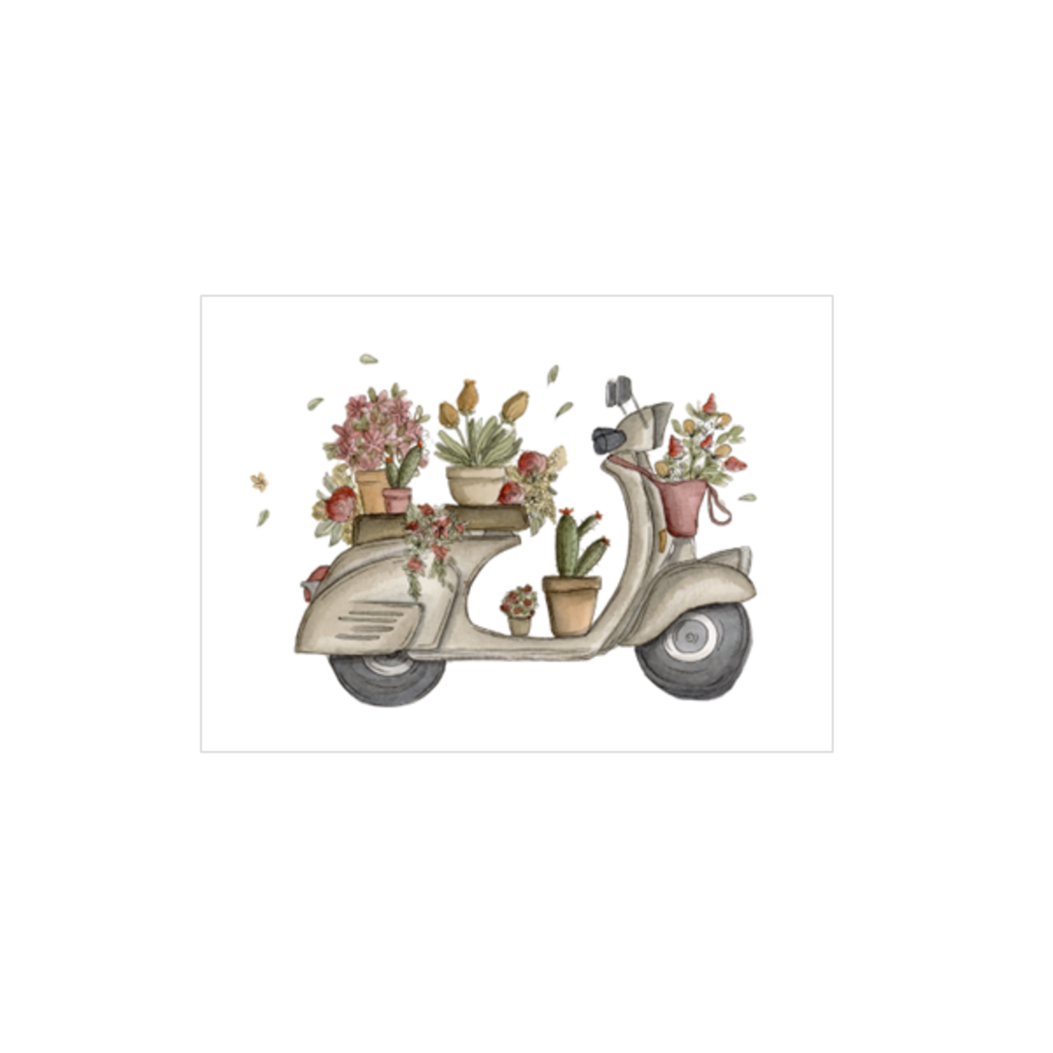 Kaart Scooter met bloemen