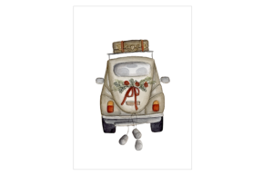Kaart Kleine trouwauto beige