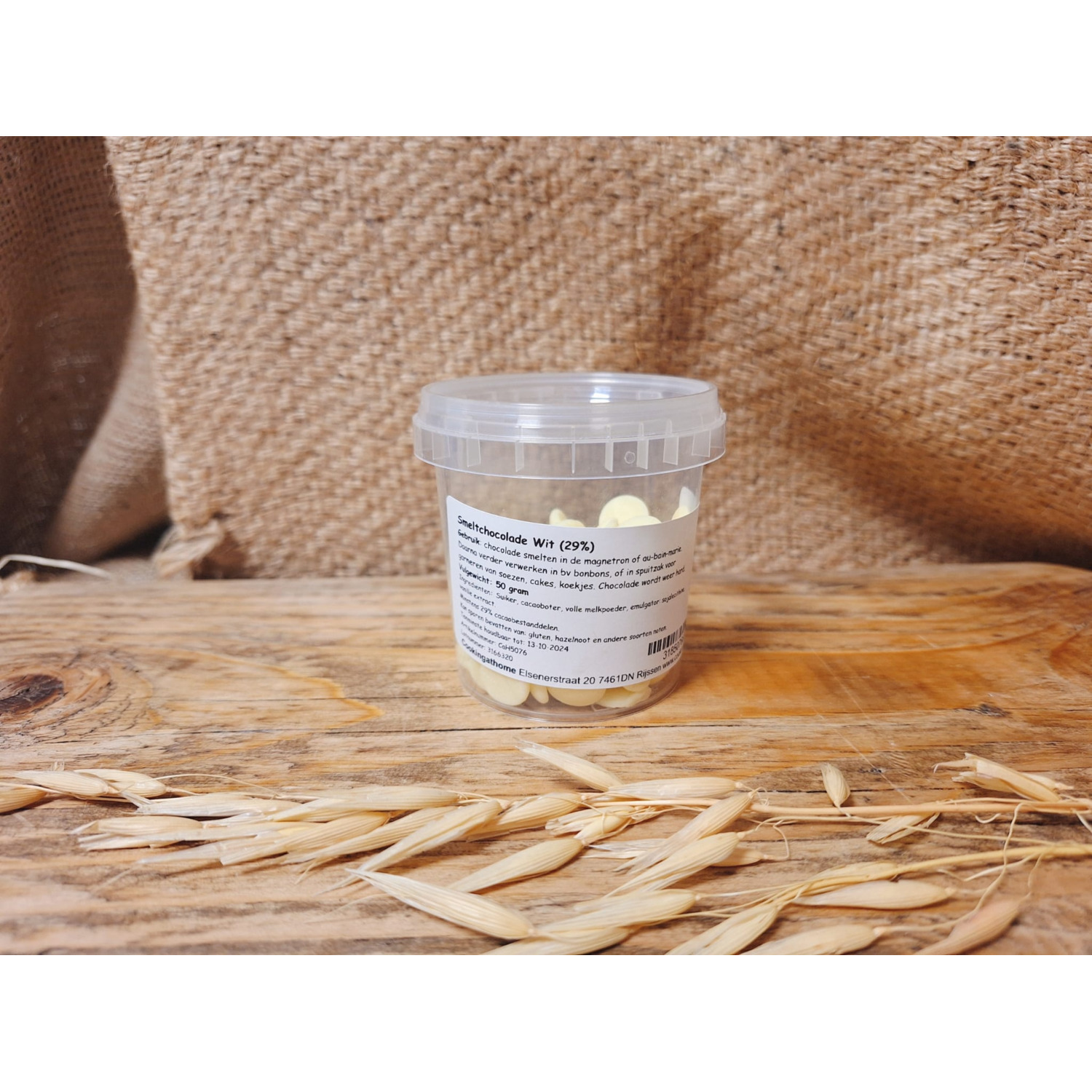 Smeltchocolade Wit voor garnering 50 gram